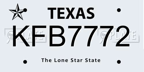 KFB7772 Texas License Plate
