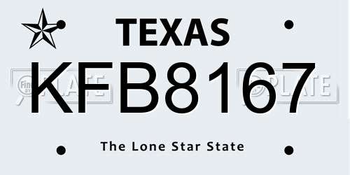 KFB8167 Texas License Plate