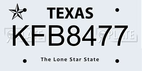 KFB8477 Texas License Plate