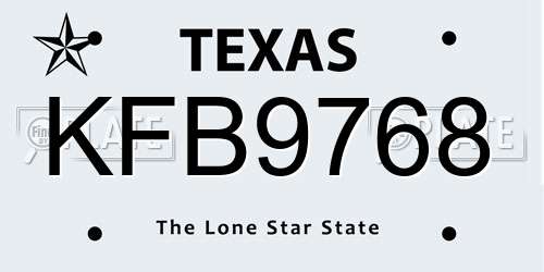 KFB9768 Texas License Plate