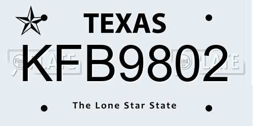 KFB9802 Texas License Plate