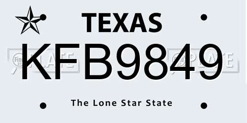 KFB9849 Texas License Plate