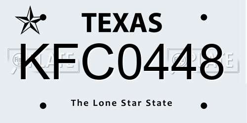 KFC0448 Texas License Plate