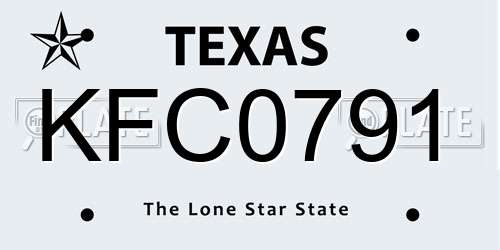 KFC0791 Texas License Plate