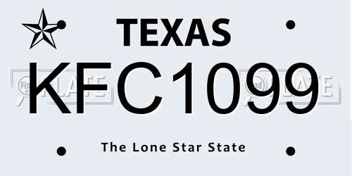 KFC1099 Texas License Plate