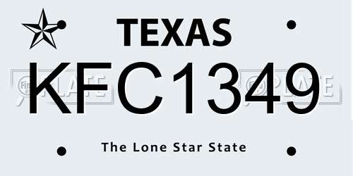 KFC1349 Texas License Plate