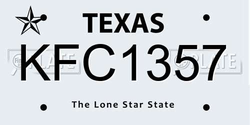 KFC1357 Texas License Plate