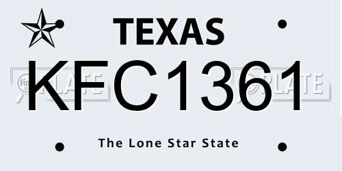 KFC1361 Texas License Plate