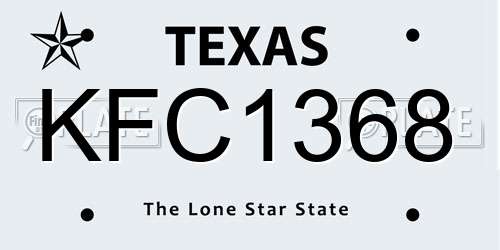 KFC1368 Texas License Plate