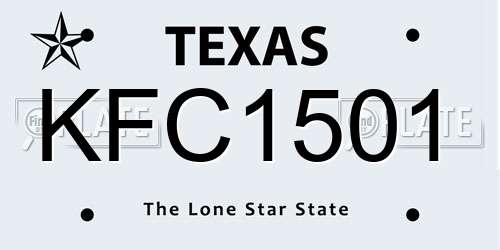 KFC1501 Texas License Plate