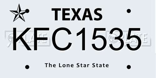 KFC1535 Texas License Plate