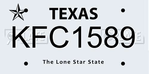KFC1589 Texas License Plate