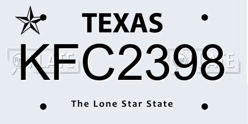 KFC2398 Texas License Plate