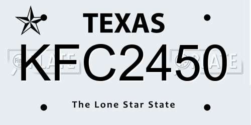 KFC2450 Texas License Plate