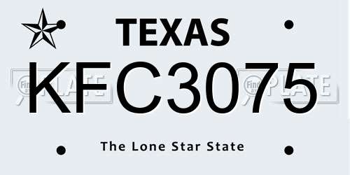 KFC3075 Texas License Plate