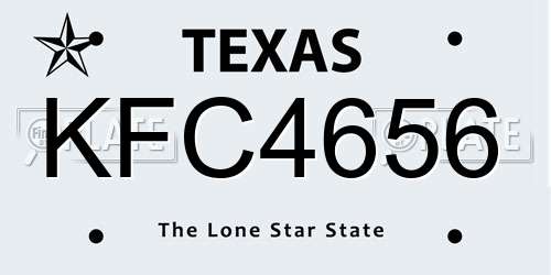 KFC4656 Texas License Plate
