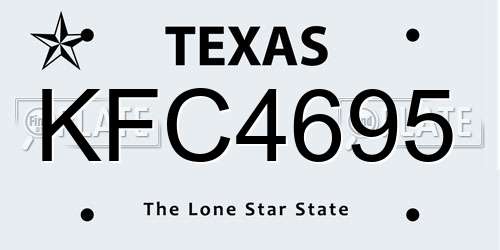 KFC4695 Texas License Plate