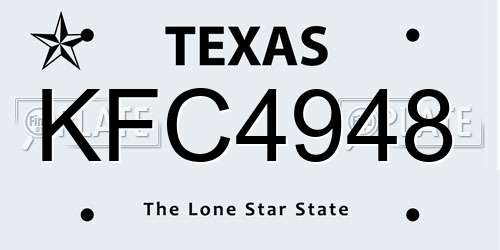 KFC4948 Texas License Plate