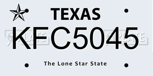 KFC5045 Texas License Plate