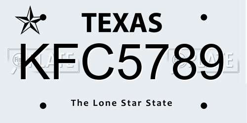 KFC5789 Texas License Plate