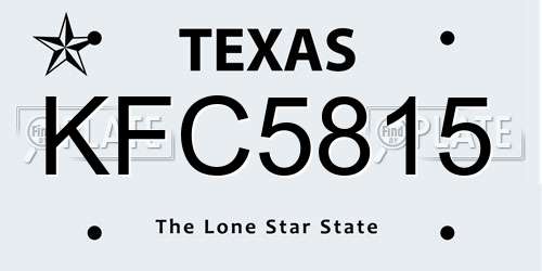 KFC5815 Texas License Plate
