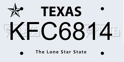 KFC6814 Texas License Plate