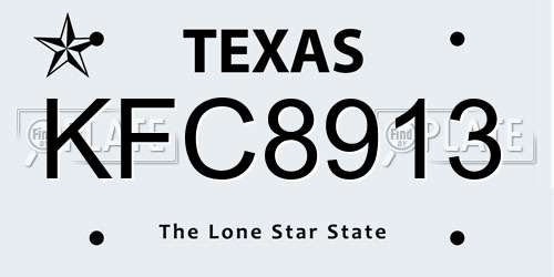 KFC8913 Texas License Plate