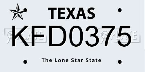 KFD0375 Texas License Plate