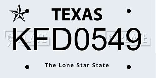 KFD0549 Texas License Plate