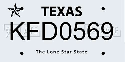 KFD0569 Texas License Plate