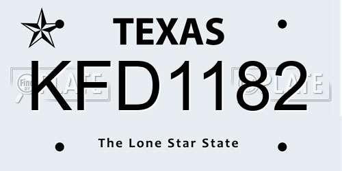KFD1182 Texas License Plate