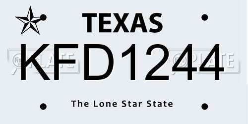 KFD1244 Texas License Plate