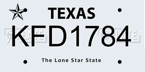 KFD1784 Texas License Plate