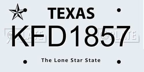 KFD1857 Texas License Plate