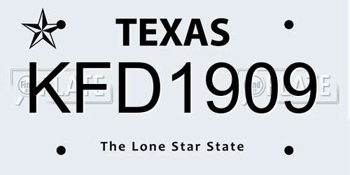 KFD1909 Texas License Plate