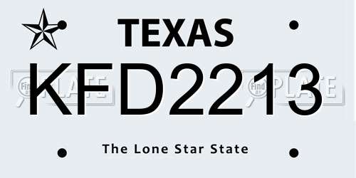 KFD2213 Texas License Plate