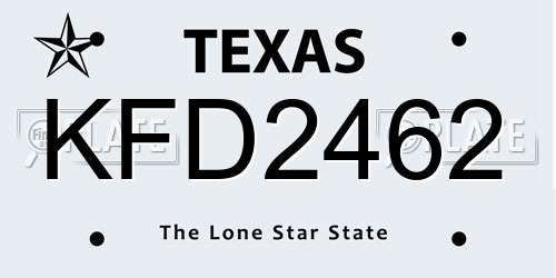 KFD2462 Texas License Plate
