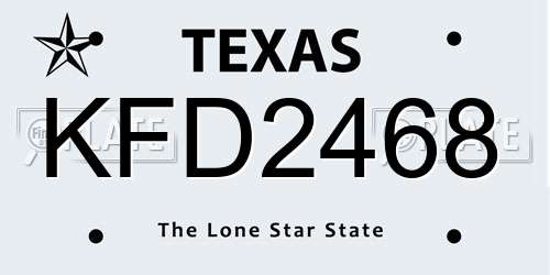 KFD2468 Texas License Plate