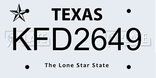 KFD2649 Texas License Plate