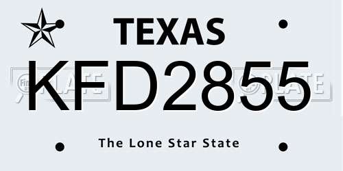 KFD2855 Texas License Plate