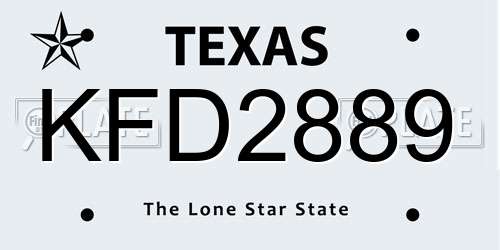 KFD2889 Texas License Plate