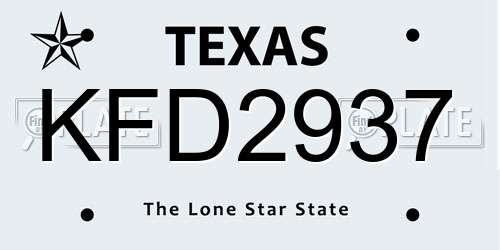 KFD2937 Texas License Plate
