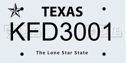 KFD3001 Texas License Plate