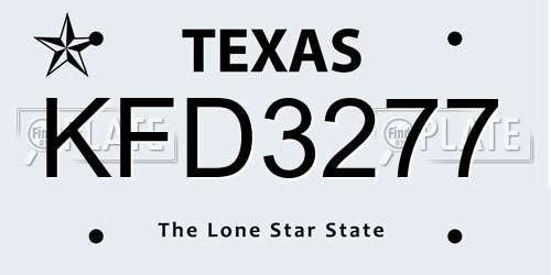 KFD3277 Texas License Plate