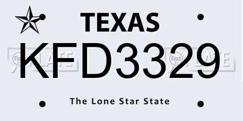 KFD3329 Texas License Plate