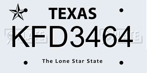 KFD3464 Texas License Plate