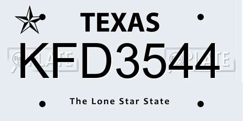 KFD3544 Texas License Plate