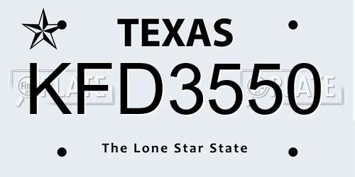 KFD3550 Texas License Plate