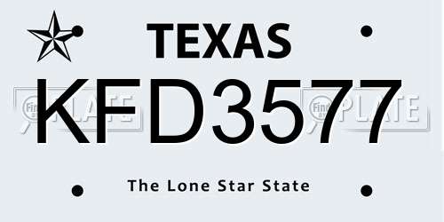 KFD3577 Texas License Plate