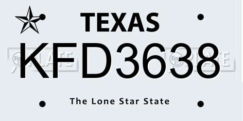 KFD3638 Texas License Plate